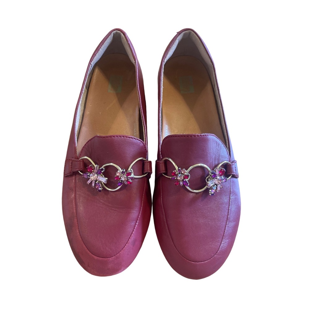 FitFlop Allegro‎ Maroon Leather Crystal Gem Embellished Loafers Flats US 7